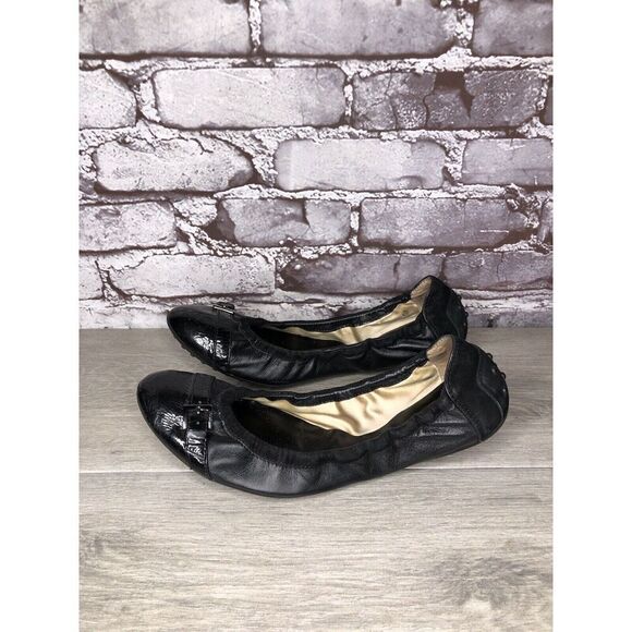 Tod's Black Leather Cap Toe Buckle Ballerina Ballet Flats Women's Sz 10M US/41EU - Picture 5 of 16